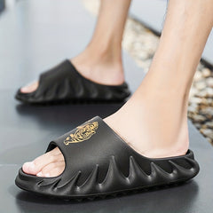 Men's Tiger Print Open Toe Slip On Slides Soft Sole Non slip Slippers