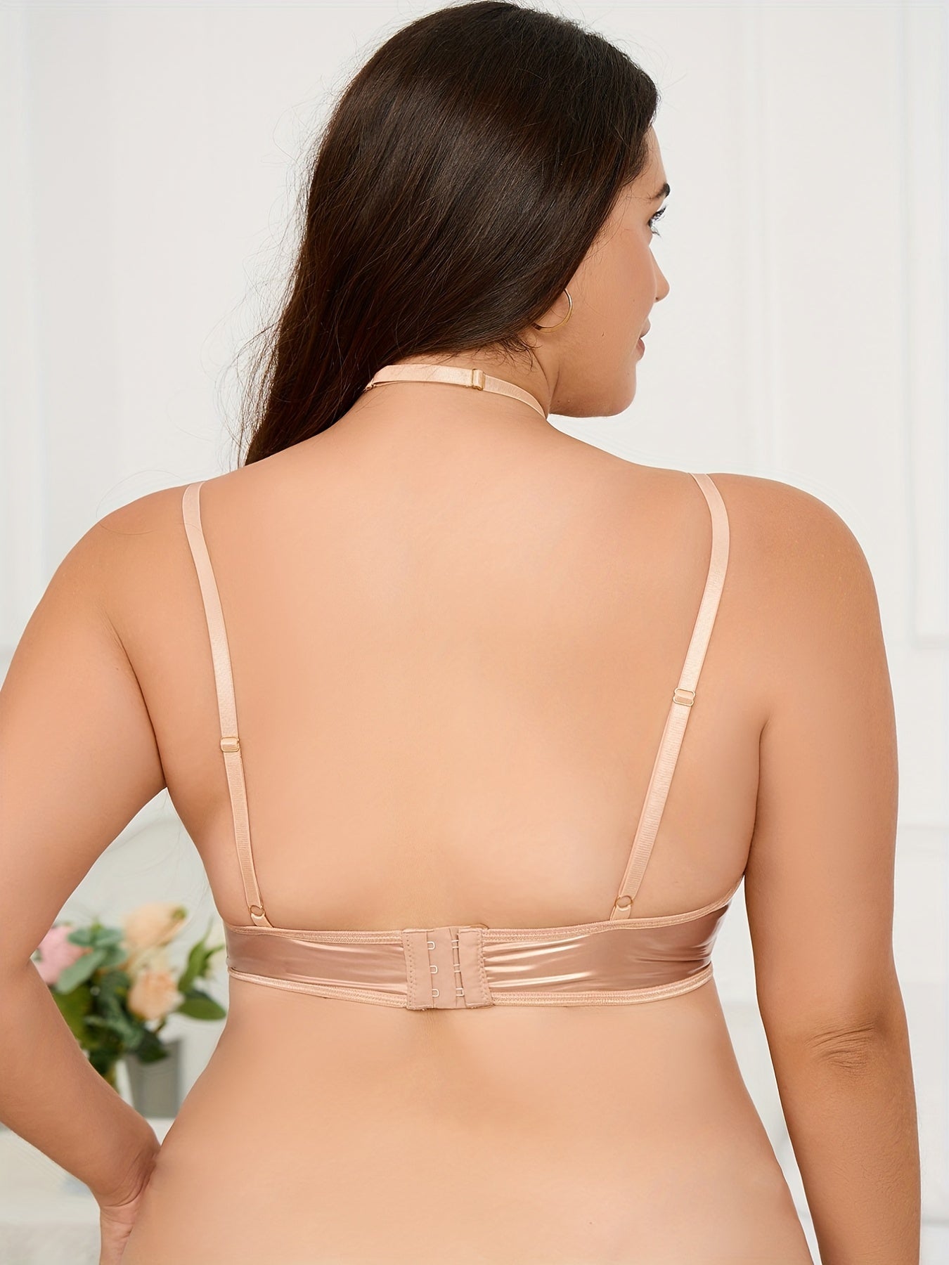 Chain Linked Faux Leather Halter Strappy Exotic Bra
