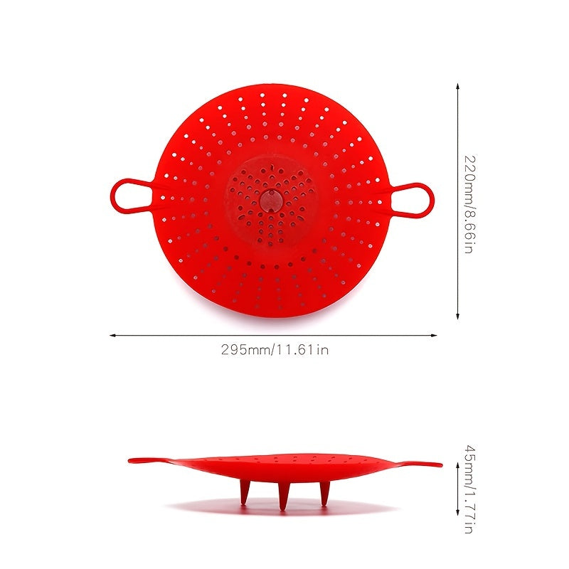 Red Silicone Vegetable And Food Steamer Basket Kitchen Item