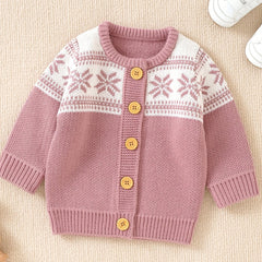 Toddler Baby Knit Sweater Jacquard Cardigan Christmas Top