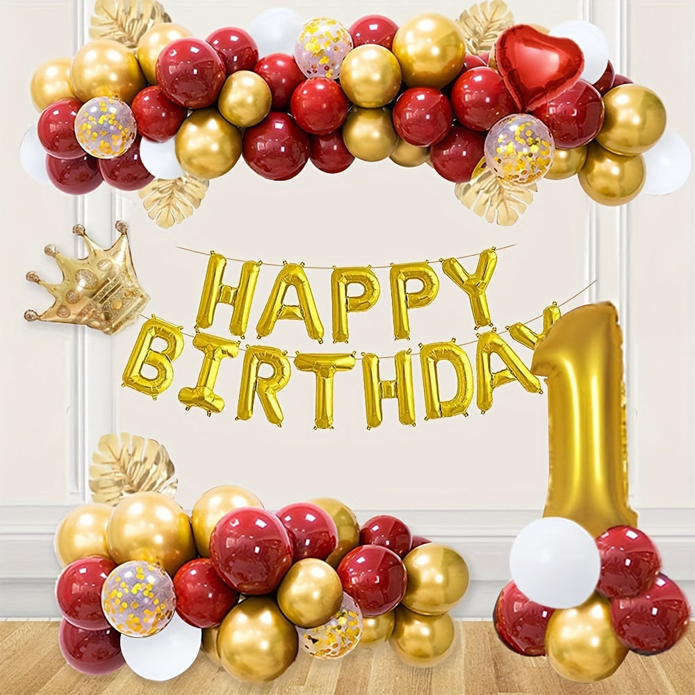 Red Golden Balloon Garland Wedding Christmas Birthday Party Decoration