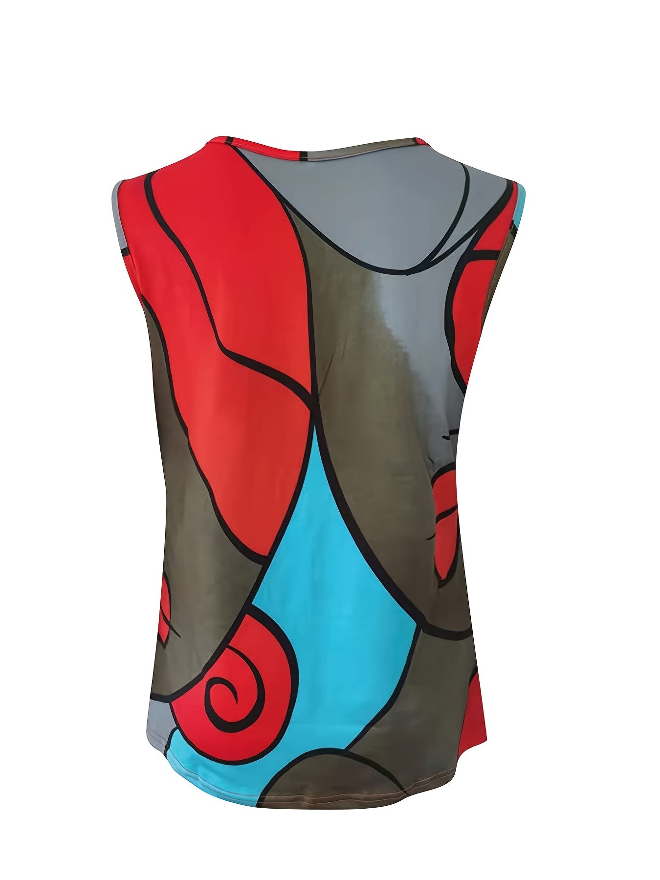 Colorful Sleeveless Tank Top Crew Neck Casual Top for Spring & Summer