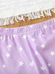 4pcs Toddler Girls Footless Leggings Cotton Stars Graphic Legging Pants