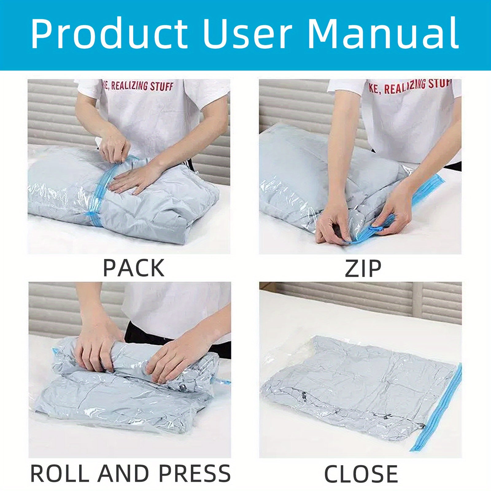 8pcs Vacuum Compression Storage Bags Transparent Sealed Moving Bags