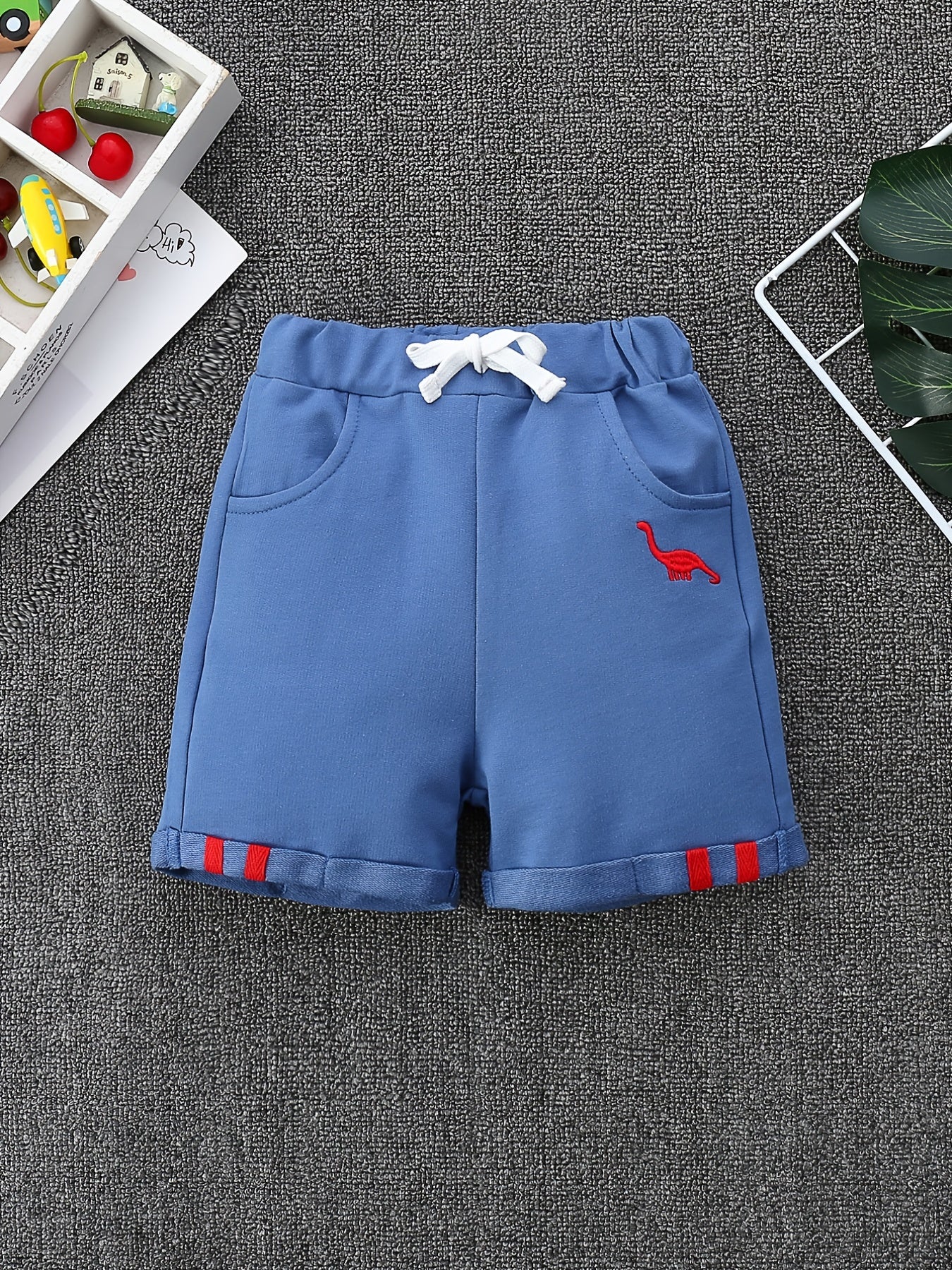 Boys Dinosaur Shorts Drawstring Waist Pocket Casual Summer Kids Clothes