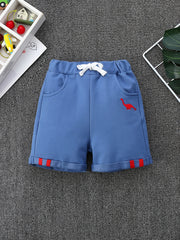 Boys Dinosaur Shorts Drawstring Waist Pocket Casual Summer Kids Clothes