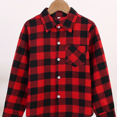 Boys Plaid Shirts Long Sleeve Tops Spring Fall Outwear Jacket