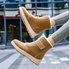 Women's Plush Lined Snow Boots Hook & Loop Ankle Boots