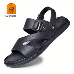 LAORENTOU Men's Leather Sandals Lightweight Quick Dry Beach Shoes