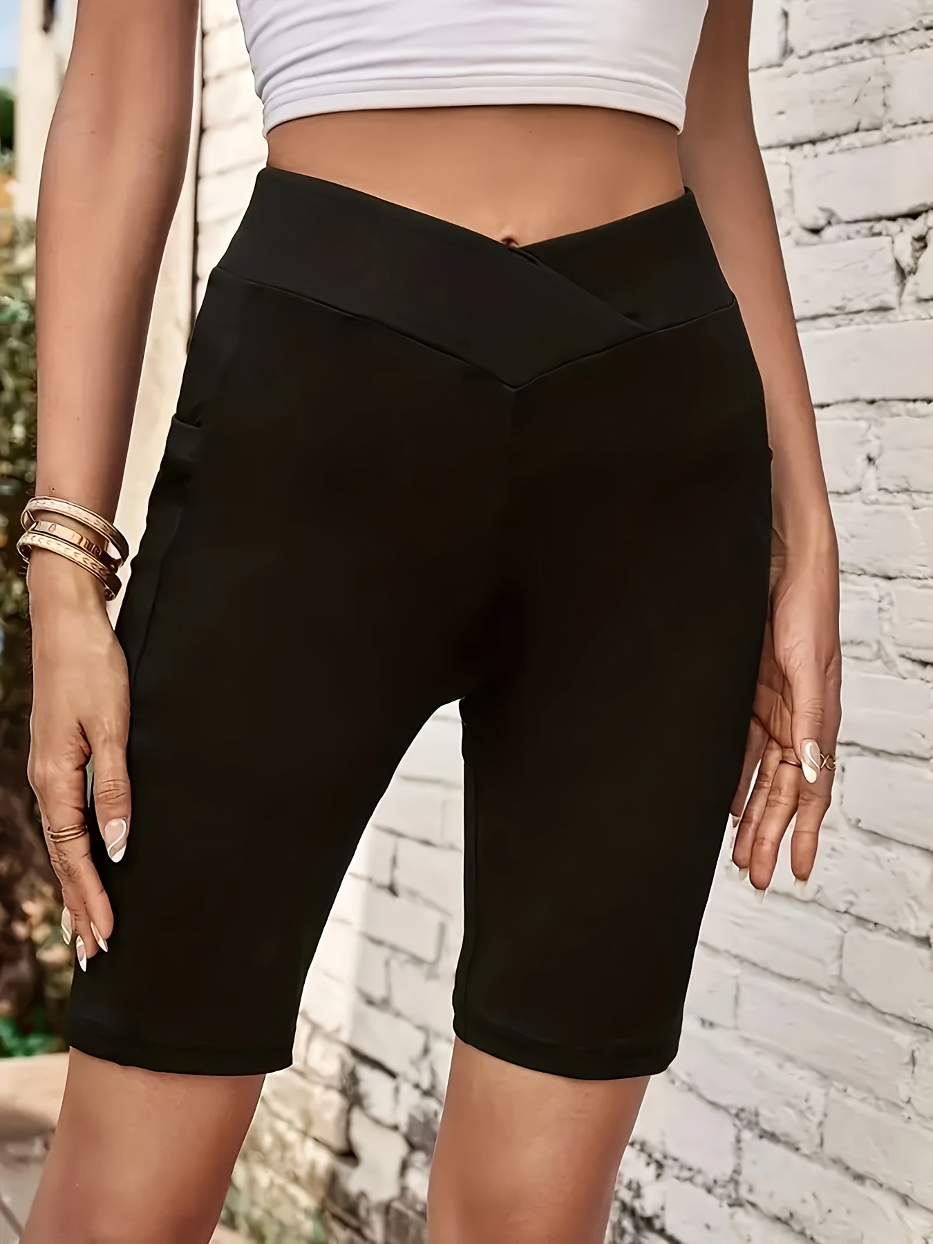 Stretch Casual Sports Shorts Slim Fit Solid Running Leggings