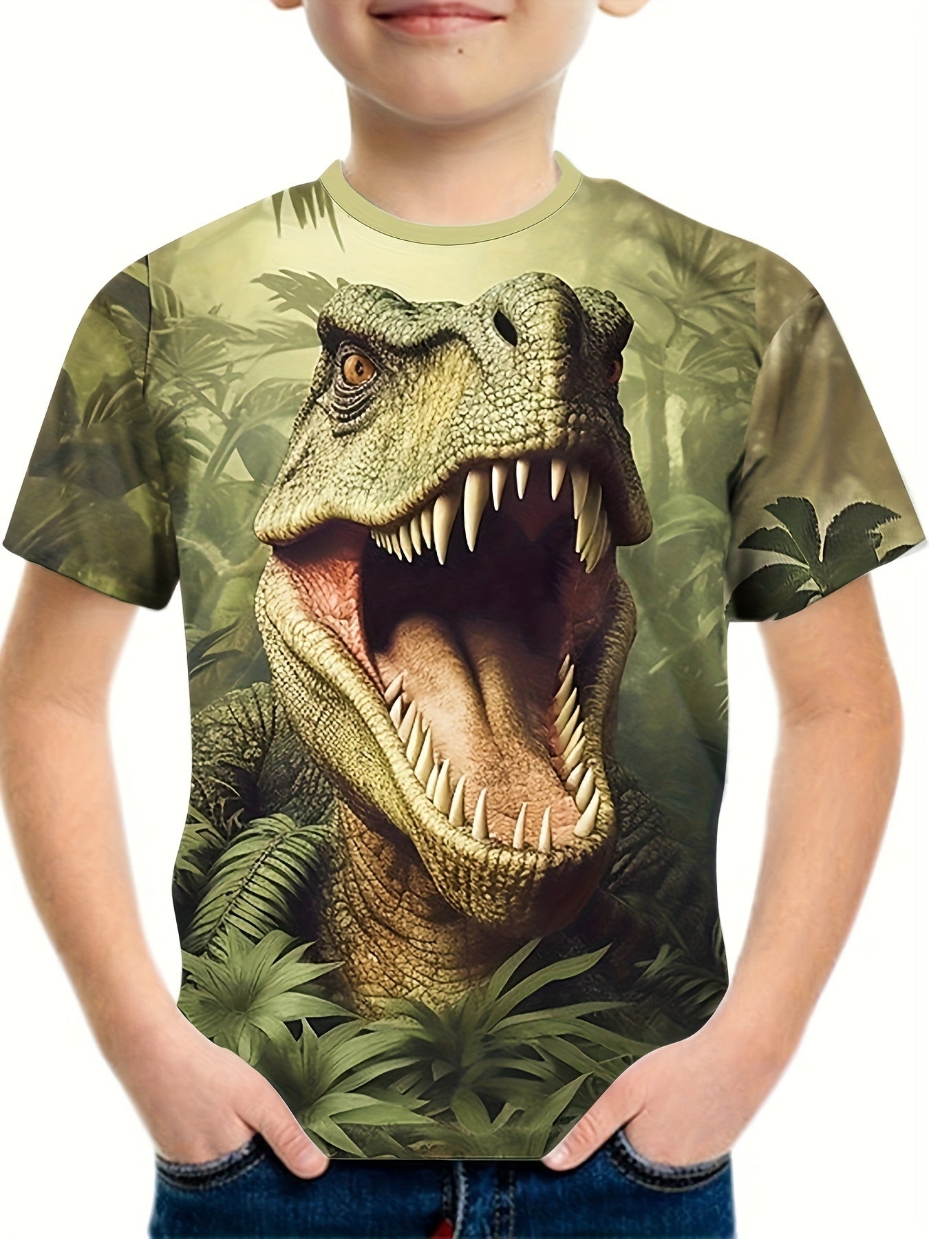 Roaring Dinosaur 3D Print Boy's T shirt