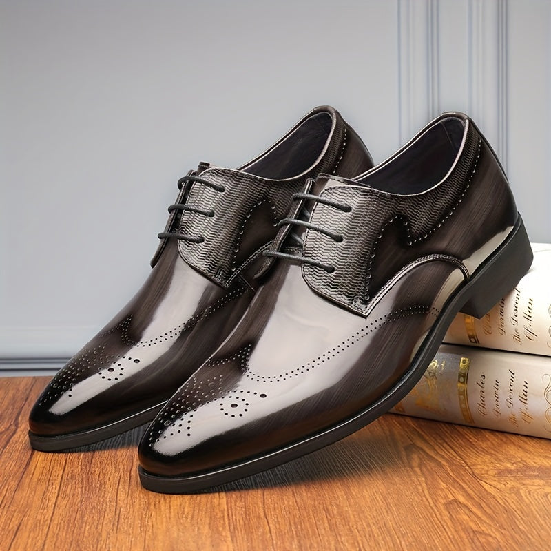 Men's Brogue Lace up Oxford Shoes Anti skid Smart Casual Dress Shoes