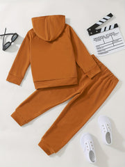 Boys 2pcs Hoodie & Pants Reflective Print Crew Neck Pullover Top