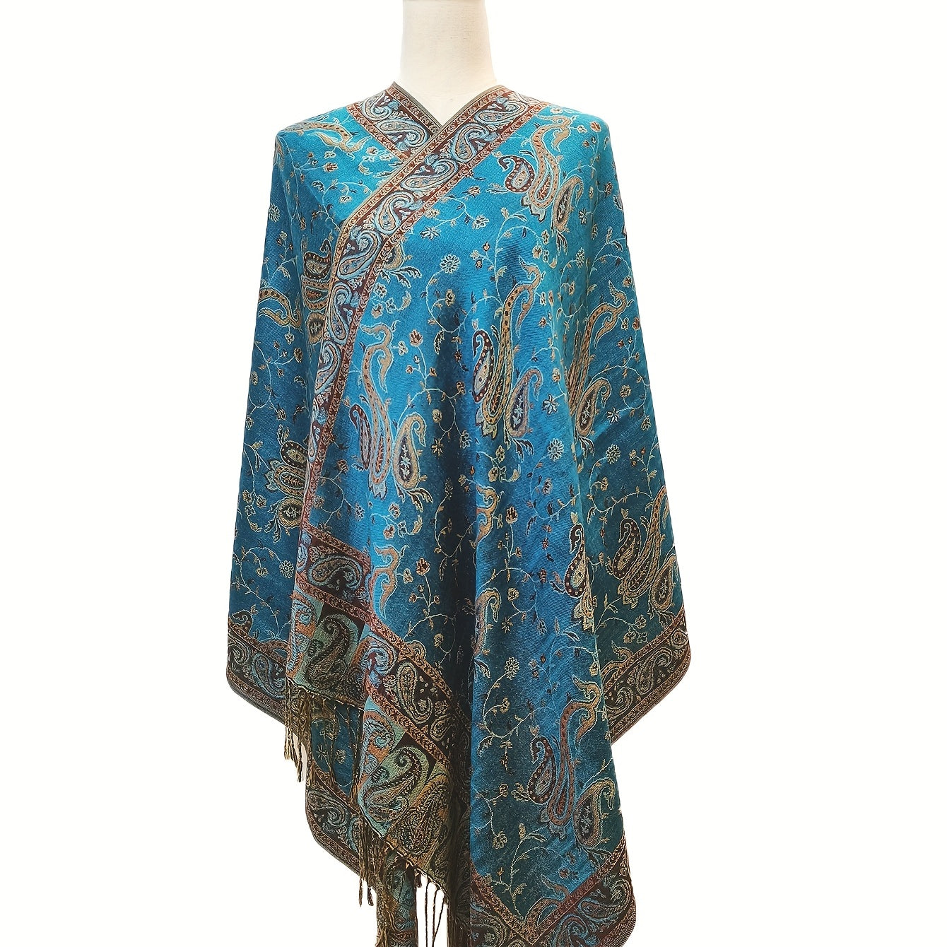 Large Blanket Shawl Jacquard Paisley Prints Tassel Long Scarf Women Warm Wrap