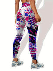 Graffiti Print Slim Fit Yoga Leggings High Stretch