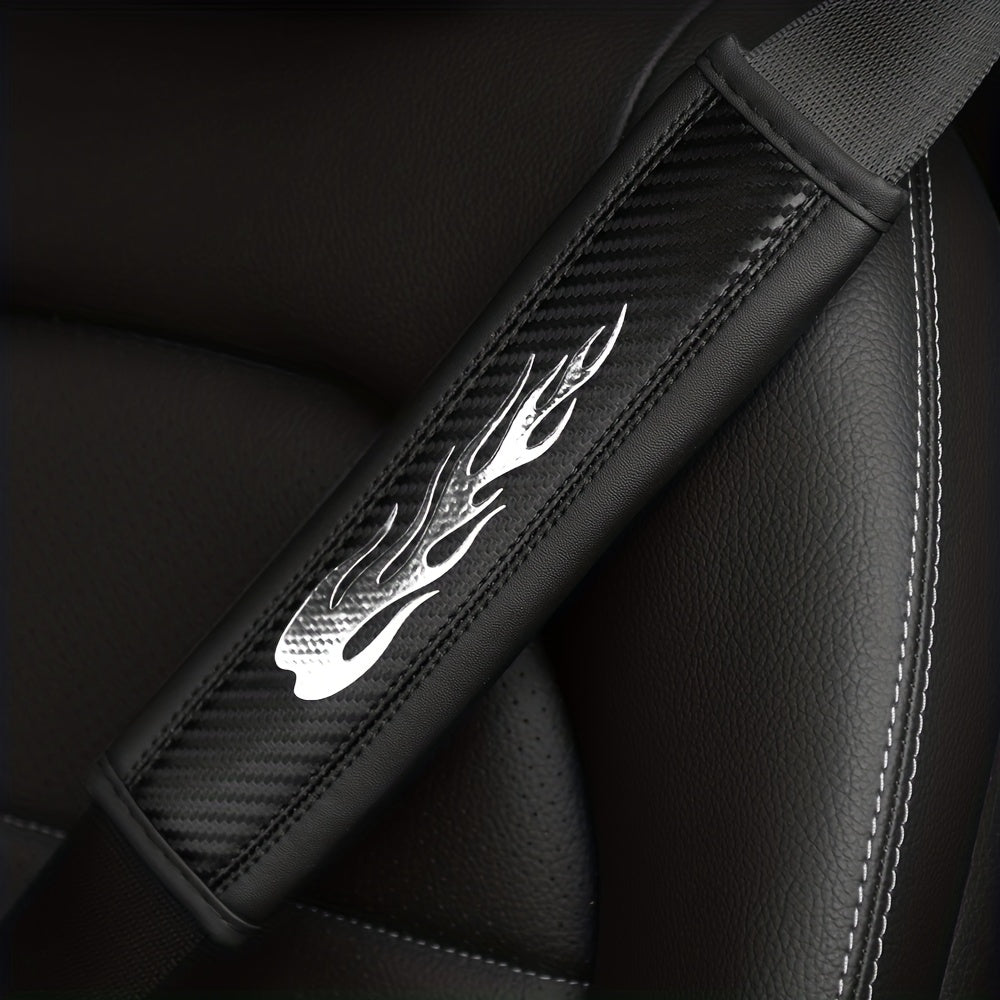 1pc PU Leather Flame Sports Car Seat Belt Shoulder Pad Cover