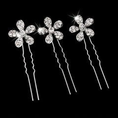 Small Flower Headband with Faux Diamond Hairpin