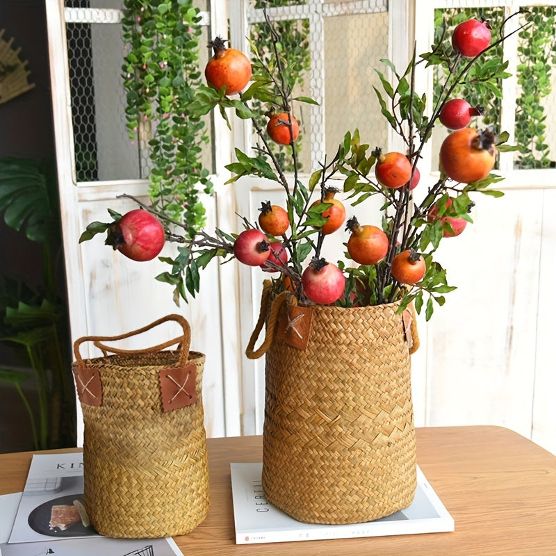 Natural Woven Seagrass Tote Belly Basket for Home Organize