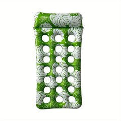 Inflatable Water Hole Floating Row Leaf Print Water Recliner for Beach