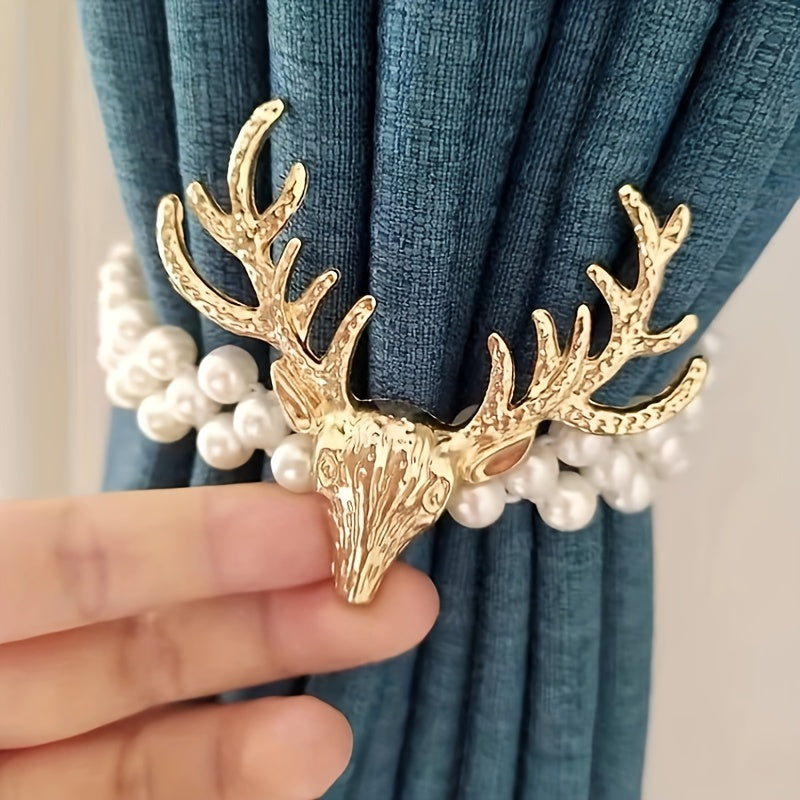 Christmas Elastic Curtain Strap Faux Pearl Beaded