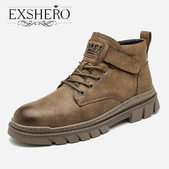 EXSHERO Men's Vintage Round Toe Casual Ankle Boots