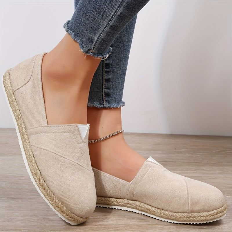 Women's Solid Flat Slip On Round Toe Espadrilles Casual Outdoor Shoes
