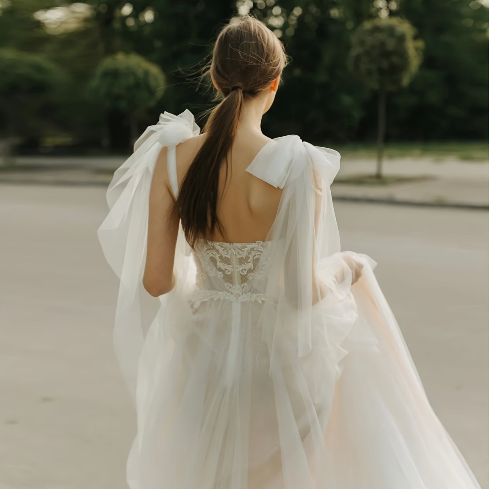 Detachable Bridal Shawl with Bowknot Sleeveless Wedding Dress Accessory