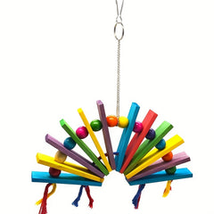 Colorful Wooden Block Parrot Toy Swing Chew Toy