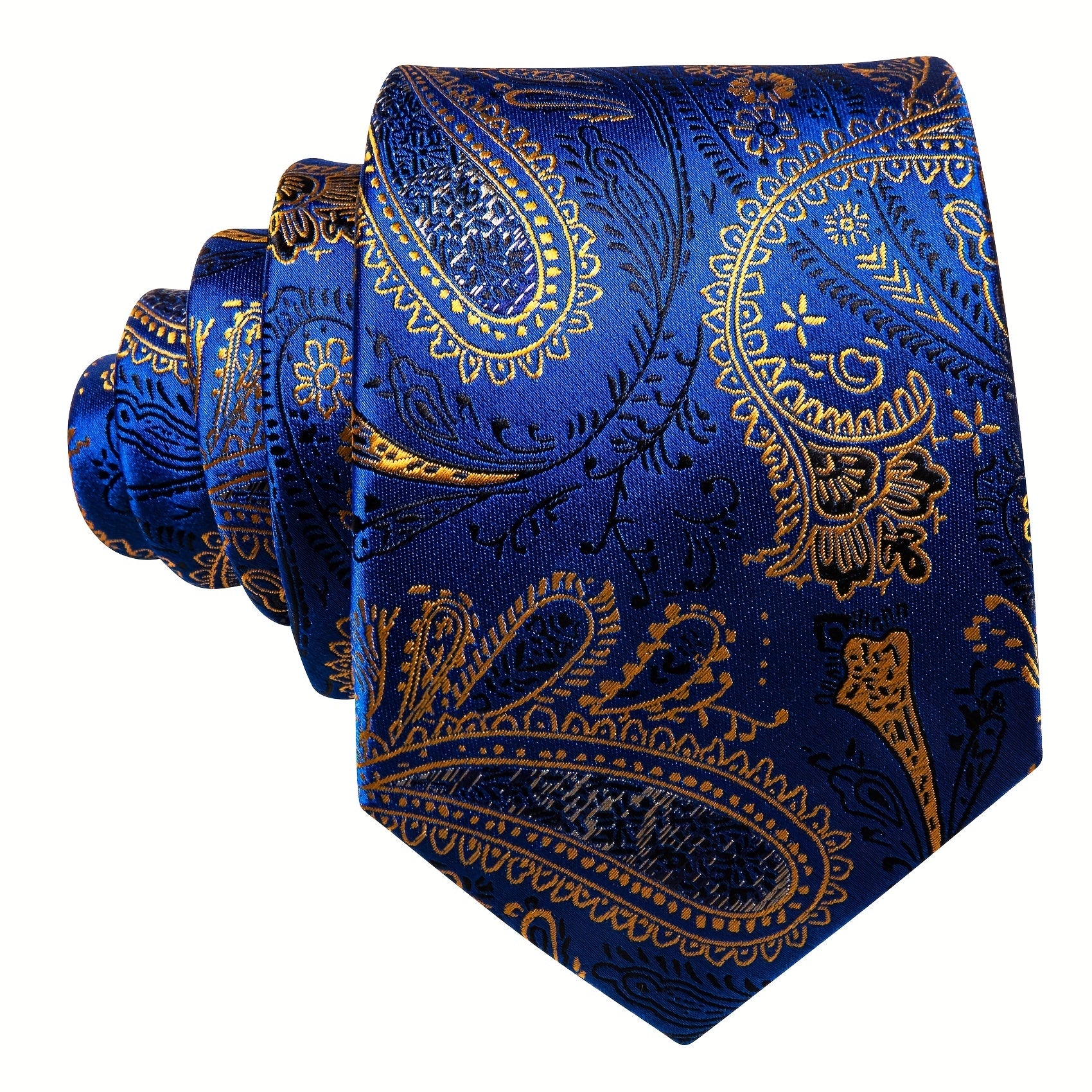 Barry Wang Men's Tie Paisley Set Dark Jacquard Pocket Square Cufflinks