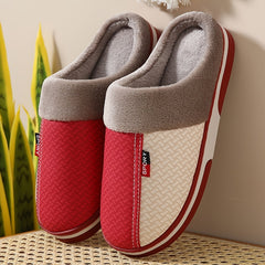 Men's Colorblock Cotton Non-slip Slippers Warm Cozy Slides
