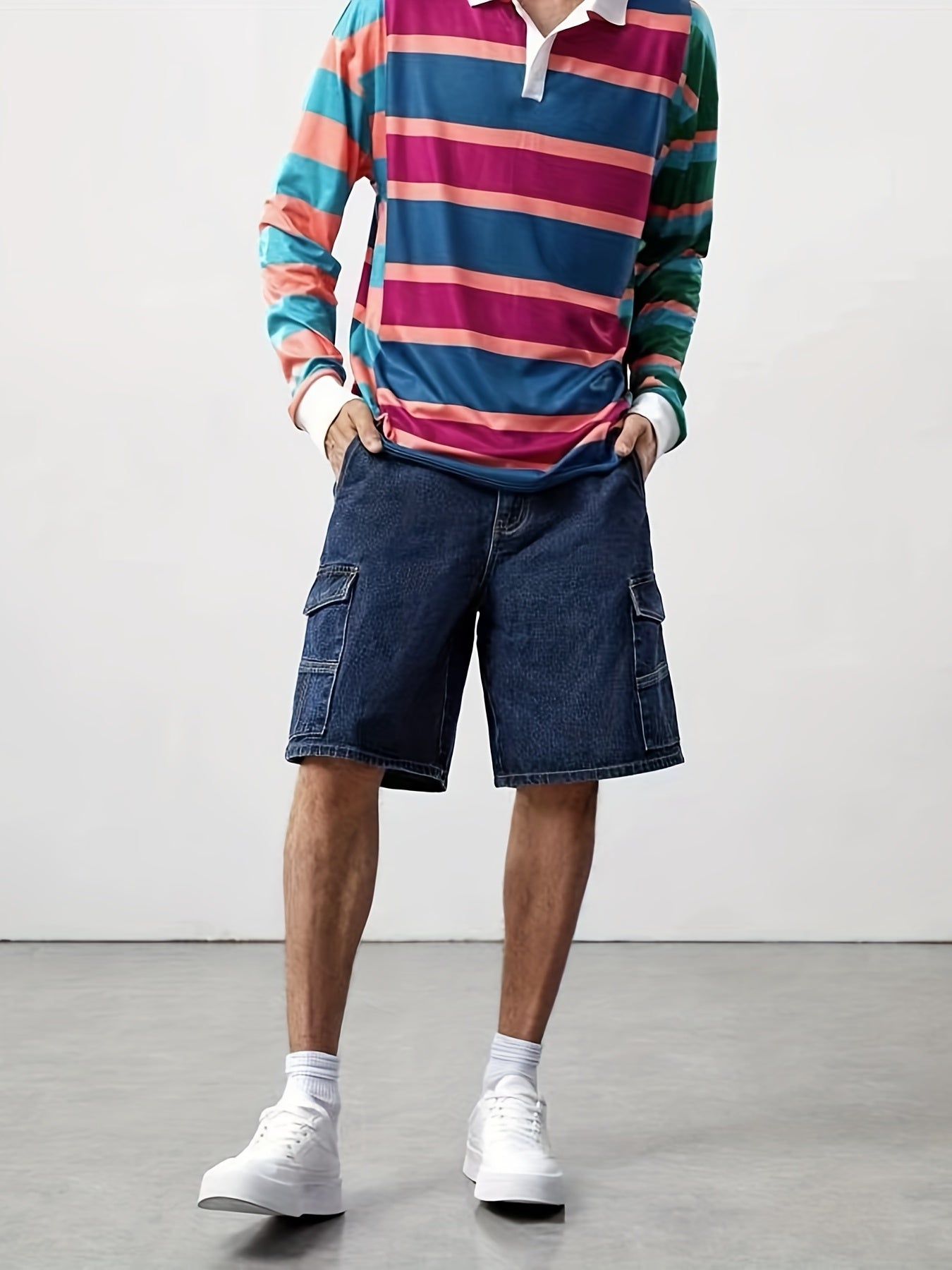 Men's Street Style Denim Shorts Loose Fit Casual Summer Wear