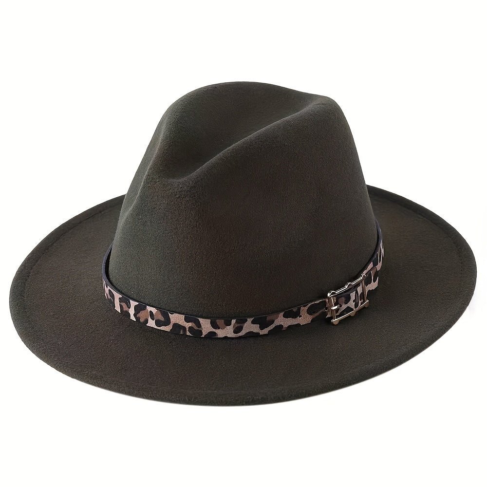 Leopard Pattern Jazz Felt Hat for Men and Women