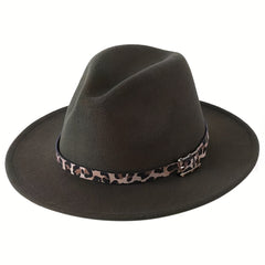 Leopard Pattern Jazz Felt Hat for Men and Women