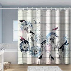 Dandelion Pattern Shower Curtain Waterproof Fabric Bath Curtain