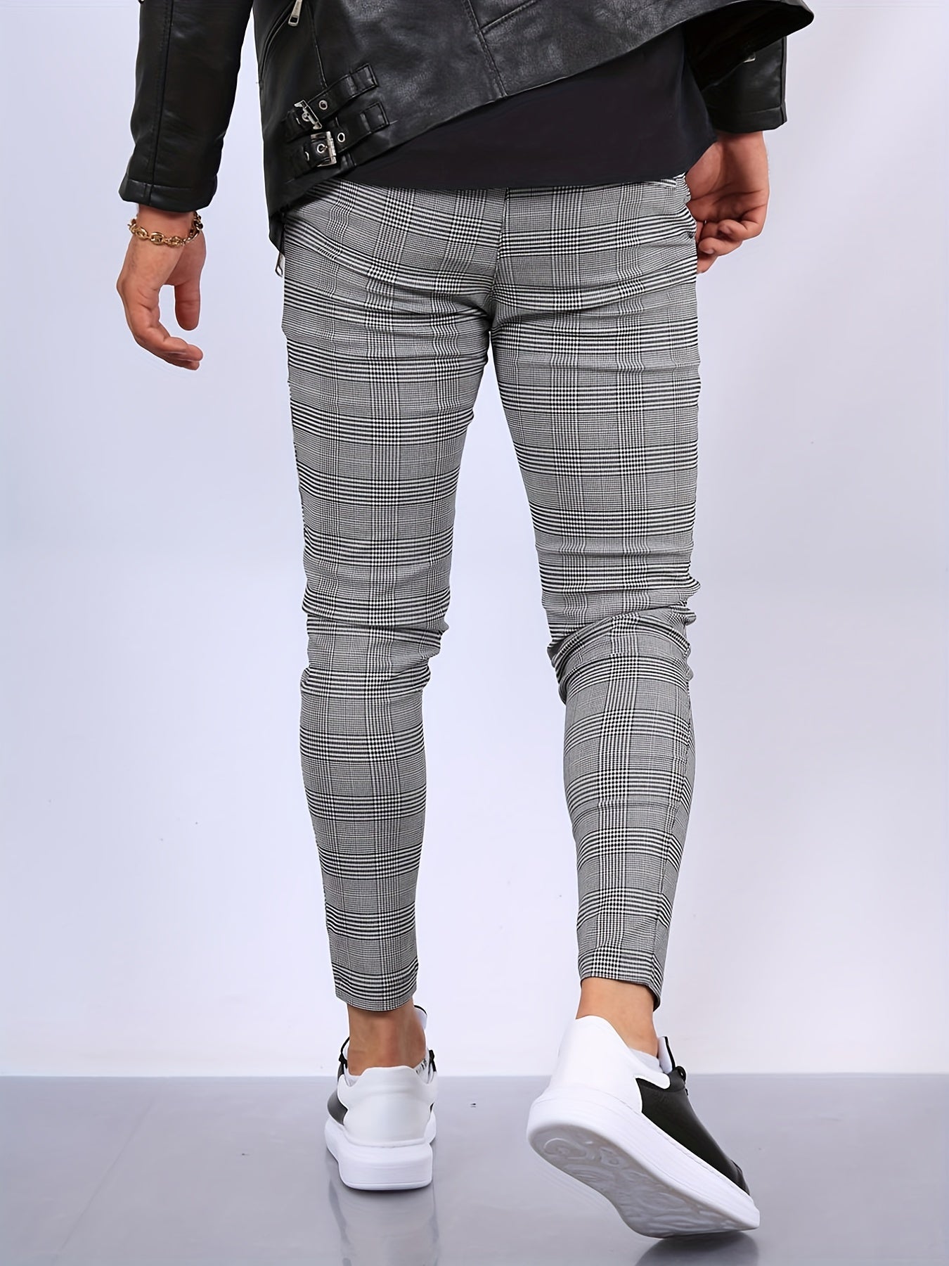 Men's Plaid Stretch Dress Pants Vintage Style for Party Banquet