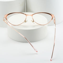 Light Blocking Glasses Cat Eye Clear Lens Anti Eyestrain Computer Metal Glasses