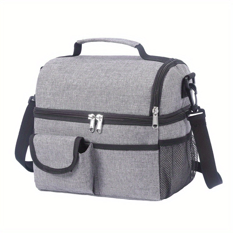 Outdoor Insulated Lunch Bag Double Layer Food Bag Camping Picnic