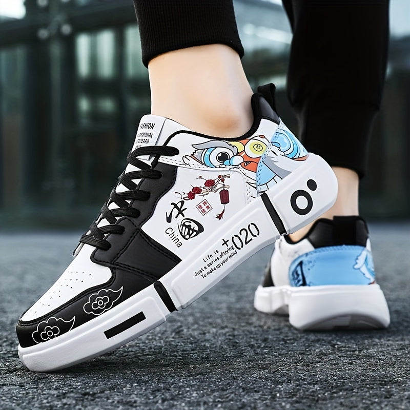 Anime Print Lace Up Skate Shoes for Men