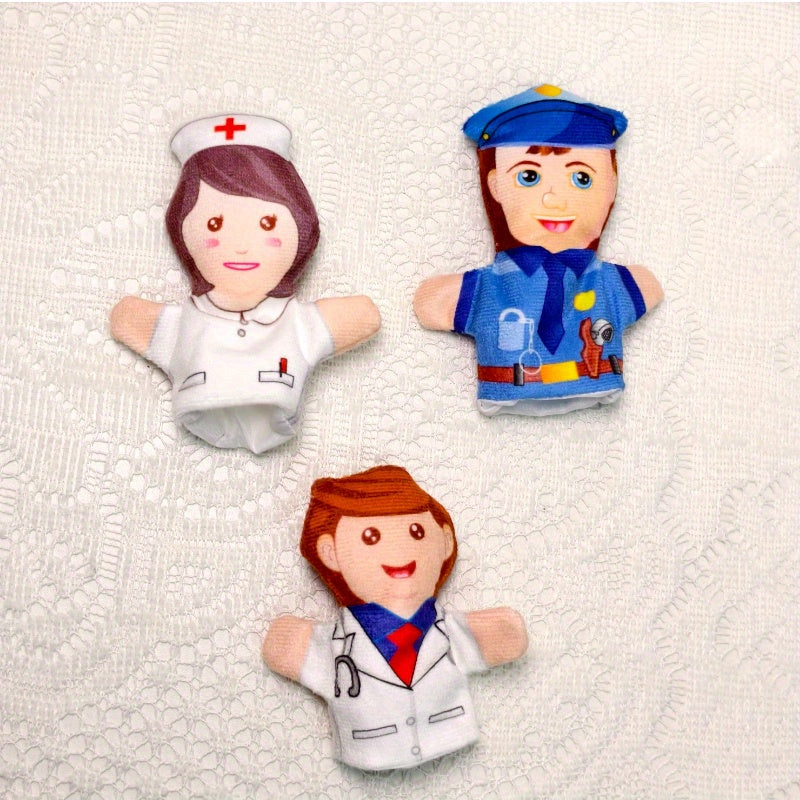3pcs Finger Puppets Chef Nurse Police Farmer Chef Scientist Role Playing Toys