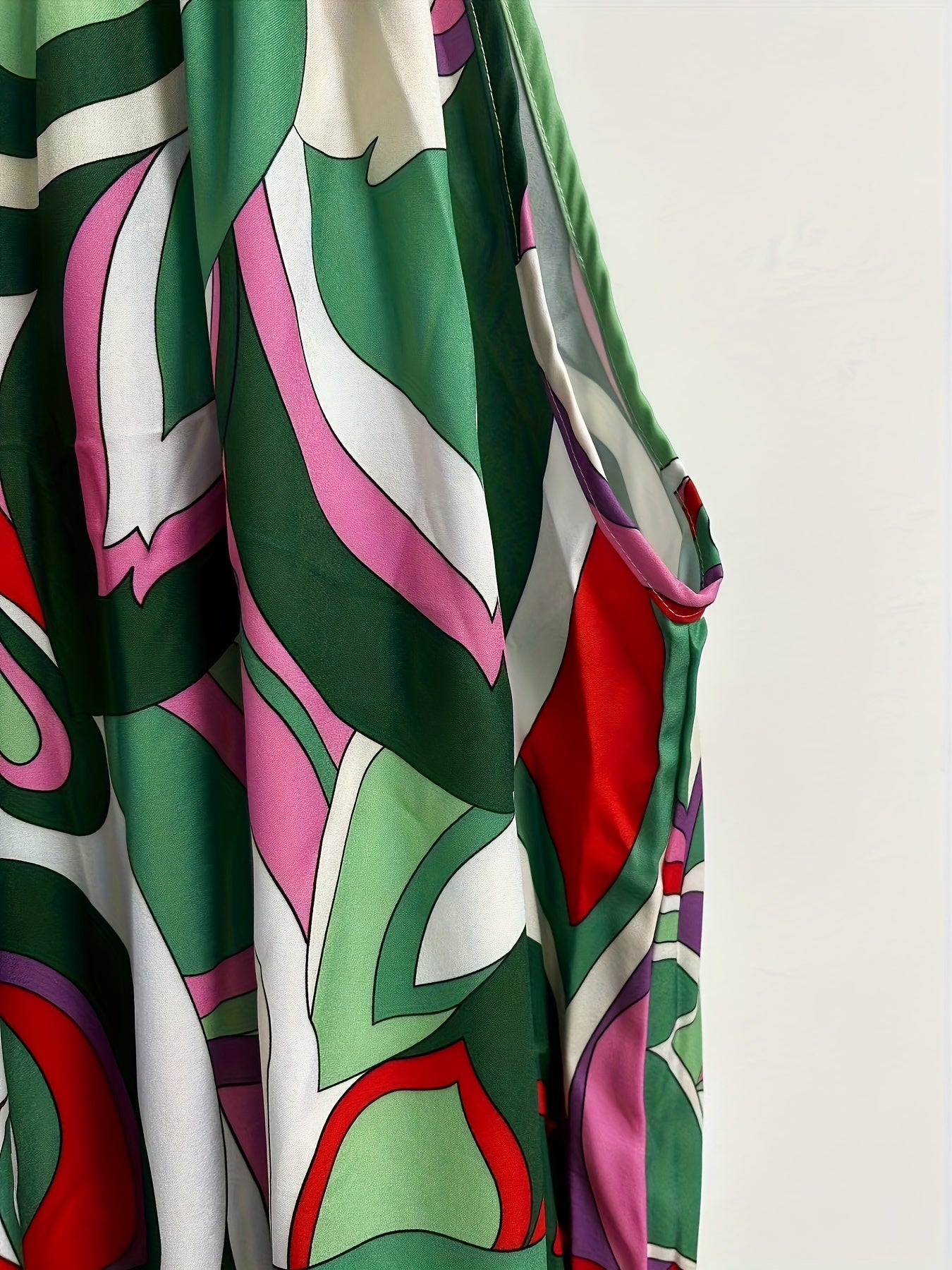 Abstract Print Keyhole Dress Casual Sleeveless Summer Midi Dress