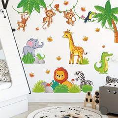 Cartoon Animal Park Monkey Giraffe Wall Stickers Decorative Wall Stickers