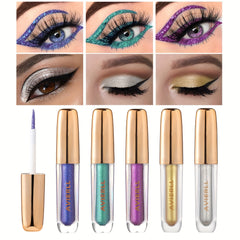 Waterproof Liquid Eyeliner Silver + Pencil, Long Lasting Non Smudge Makeup