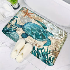 Sea Turtle Bathroom Mat Soft Flannel Bath Rug Non Slip Carpet Home Decoration