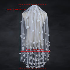 3D Floral Bridal Veil Sheer Tulle Overlay Wedding Dress Hand Wash