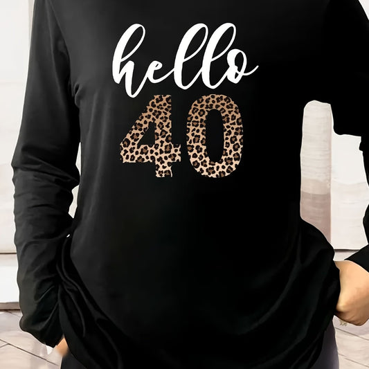 Women's Plus Slogan Print Long Sleeve Pajama Top