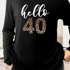 Women's Plus Slogan Print Long Sleeve Pajama Top