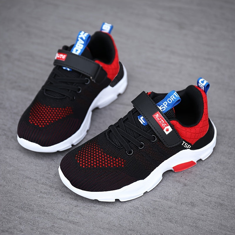 Kids Running Shoes Breathable Hook Loop Athletic Sneakers