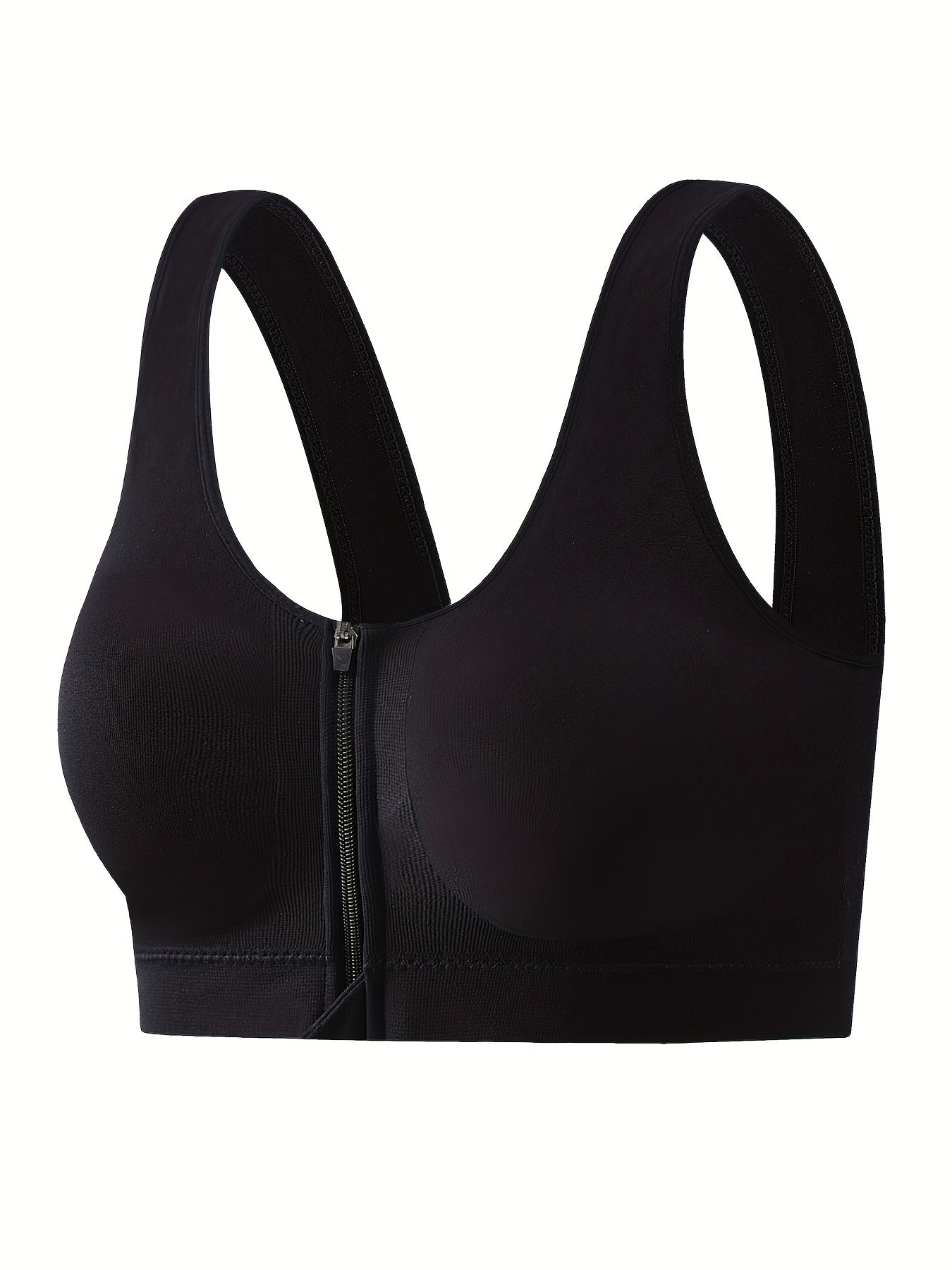 Zipper Front Sports Bra Seamless Shockproof Yoga Bra