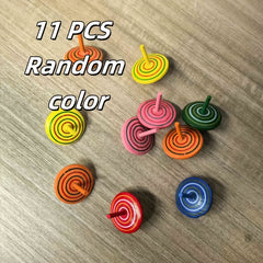 Colorful Hand Painted Wooden Gyroscopes Mixed Spinning for Halloween Party Toys