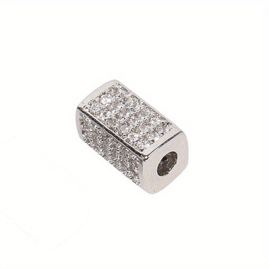 Brass CZ Tube Bead Bracelet Pendant Micro Inlaid Gasket DIY Jewelry